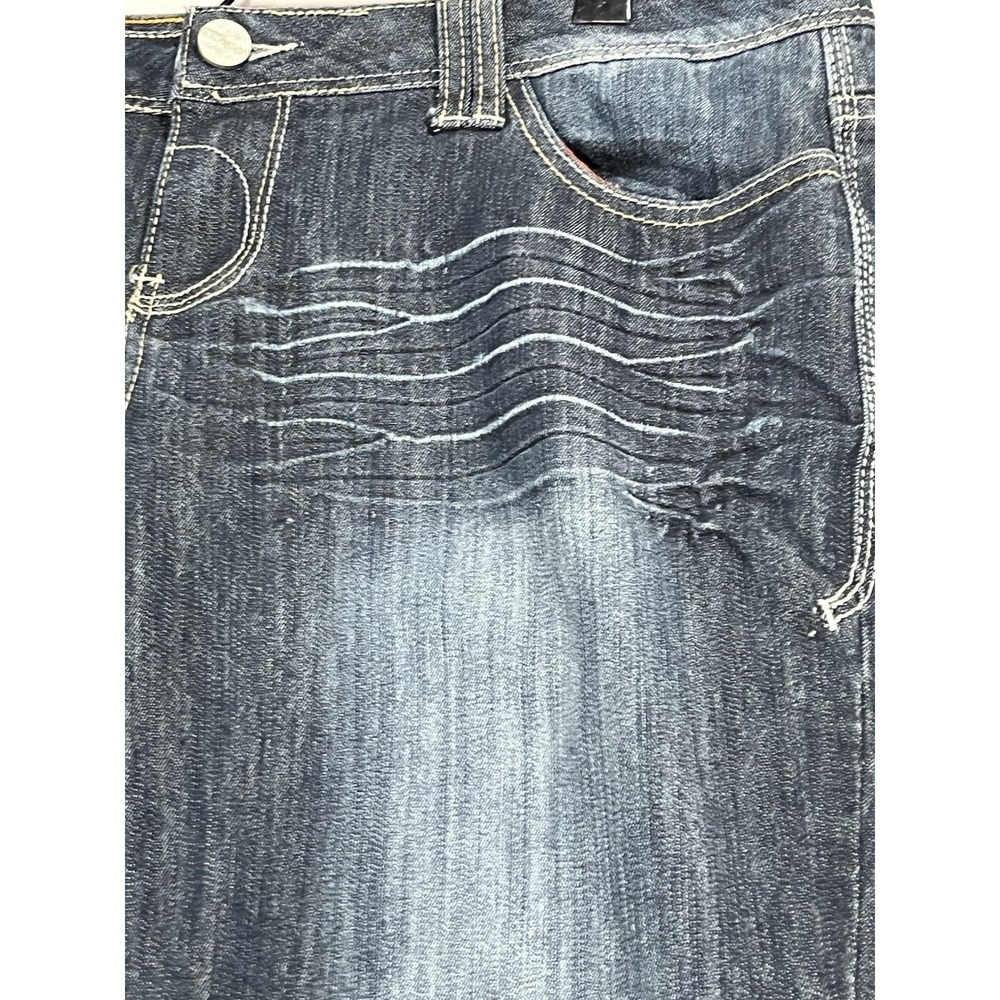 Vintage Rocawear Women's Jean Dark Wash Embellished Zipper Back Legs Capri Sz 16 - Picture 3 of 16
